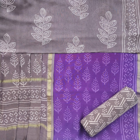 Designer Hand Block Print Chanderi Silk Suit Set (CHA23)